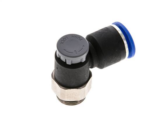 Vanne de régulation de débit Coude de sortie de compteur 12 mm - G3/8'' Laiton/ Contre-écrou PA 66