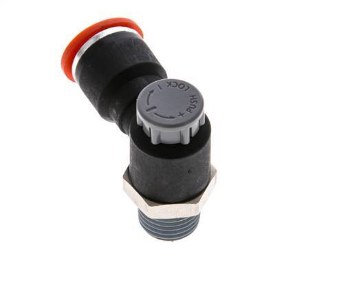 Vanne de régulation de débit Coude d'entrée 10 mm - R1/4'' Laiton/ Contre-écrou PA 66