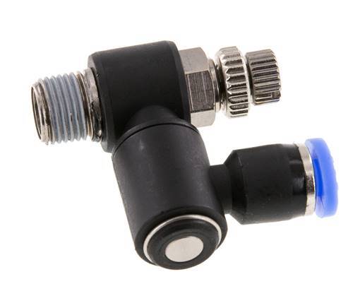 Silencieux de contrôle du débit Sortie de compteur rotative 4 mm - R1/8'' Laiton/PA 66