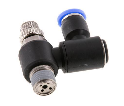 Silencieux de contrôle du débit Sortie de compteur rotative 4 mm - R1/8'' Laiton/PA 66