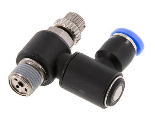 Silencieux de contrôle du débit Sortie de compteur rotative 4 mm - R1/8'' Laiton/PA 66