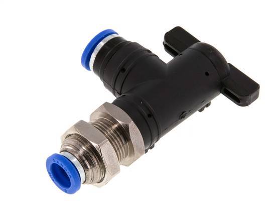 2-Way Elbow Ball Valve 8 mm Plastic/Brass Bulkhead