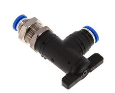 Robinet à boisseau sphérique coudé à 2 voies Bulkhead 8 mm en plastique/laiton