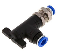 Robinet à boisseau sphérique coudé à 2 voies Bulkhead 8 mm en plastique/laiton
