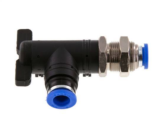 Robinet à boisseau sphérique coudé à 2 voies Bulkhead 8 mm en plastique/laiton