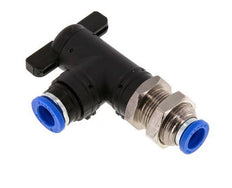 Robinet à boisseau sphérique coudé à 2 voies Bulkhead 8 mm en plastique/laiton