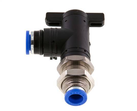 Robinet à boisseau sphérique coudé à 2 voies Bulkhead 8 mm en plastique/laiton