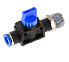 Vanne manuelle d'arrêt à 3/2 voies 8 mm - R3/8'' plastique/laiton Filetage côté ventilation