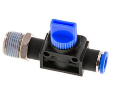 Vanne manuelle d'arrêt à 3/2 voies 8 mm - R3/8'' plastique/laiton Filetage côté ventilation