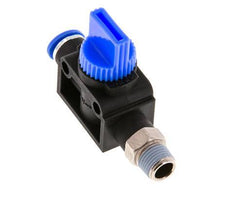 Vanne manuelle d'arrêt à 3/2 voies 6 mm - R1/8'' plastique/laiton Filetage côté ventilation