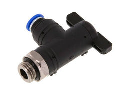 Vanne à bille coudée à 2 voies 6 mm - G1/4'' plastique/laiton