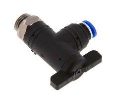 Vanne à bille coudée à 2 voies 6 mm - G1/4'' plastique/laiton