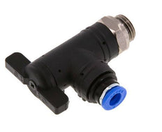 Vanne à bille coudée à 2 voies 6 mm - G1/4'' plastique/laiton