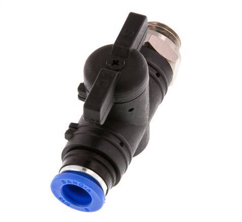 Vanne à boule droite à 2 voies 8 mm - G1/4'' plastique/laiton