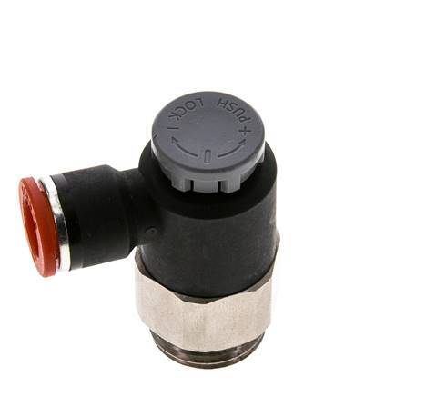 Vanne de régulation de débit Coude d'entrée 10 mm - G1/2'' Laiton/ Contre-écrou PA 66