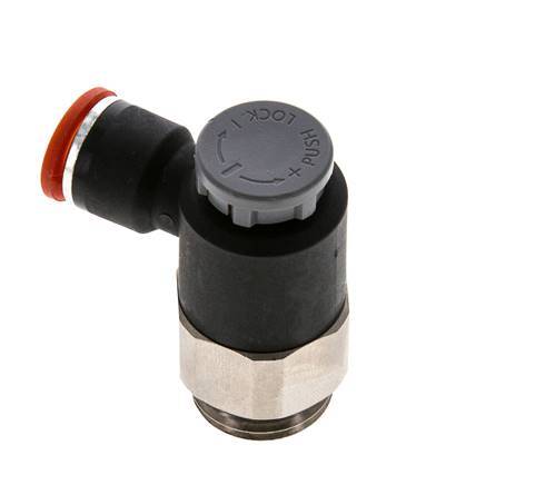 Vanne de régulation de débit Coude d'entrée 10 mm - G1/2'' Laiton/ Contre-écrou PA 66