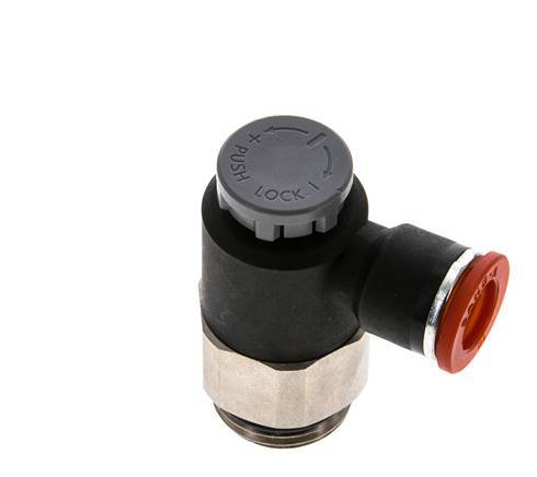 Vanne de régulation de débit Coude d'entrée 10 mm - G1/2'' Laiton/ Contre-écrou PA 66