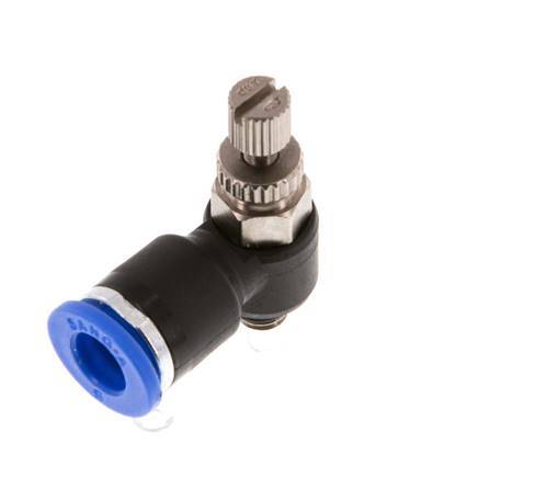 Coude de sortie de compteur du silencieux Flow Control 6 mm - M5 Laiton/PA 66