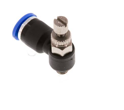 Flow Control Silencer Meter-Out Elbow 6 mm - M5 Brass/PA 66