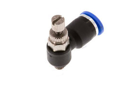 Coude de sortie de compteur du silencieux Flow Control 6 mm - M5 Laiton/PA 66