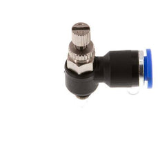 Coude de sortie de compteur du silencieux Flow Control 6 mm - M5 Laiton/PA 66
