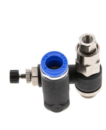 Silencieux de contrôle de débit, compteur rotatif 8 mm - G1/8''-M5 Brass/PA 66 avec clapet anti-retour piloté