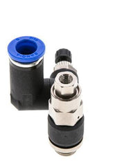 Silencieux de contrôle de débit, compteur rotatif 8 mm - G1/8''-M5 Brass/PA 66 avec clapet anti-retour piloté