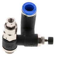 Silencieux de contrôle de débit, compteur rotatif 8 mm - G1/8''-M5 Brass/PA 66 avec clapet anti-retour piloté