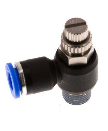 Flow Control Silencer Meter-Out Elbow 6 mm - R1/8'' Brass/PA 66