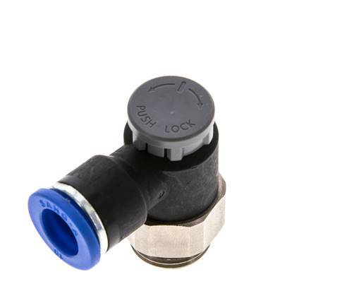 Vanne de régulation de débit Coude de sortie de compteur 10 mm - G3/8'' Laiton/ Contre-écrou PA 66