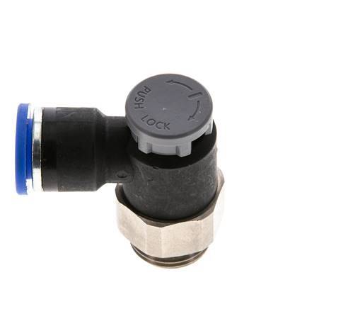 Vanne de régulation de débit Coude de sortie de compteur 10 mm - G3/8'' Laiton/ Contre-écrou PA 66