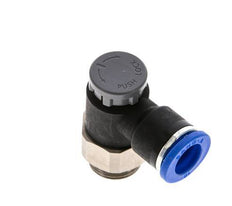 Vanne de régulation de débit Coude de sortie de compteur 10 mm - G3/8'' Laiton/ Contre-écrou PA 66