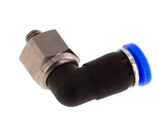 Coude 4mm & M5 Joint Tournant Filetages mâle Push-In Laiton nickele/PBT NBR Rotatif