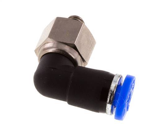 Coude 4mm & M5 Joint Tournant Filetages mâle Push-In Laiton nickele/PBT NBR Rotatif