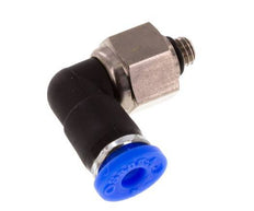 Coude 4mm & M5 Joint Tournant Filetages mâle Push-In Laiton nickele/PBT NBR Rotatif