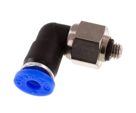 Coude 4mm & M5 Joint Tournant Filetages mâle Push-In Laiton nickele/PBT NBR Rotatif