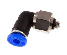 Coude 4mm & M5 Joint Tournant Filetages mâle Push-In Laiton nickele/PBT NBR Rotatif