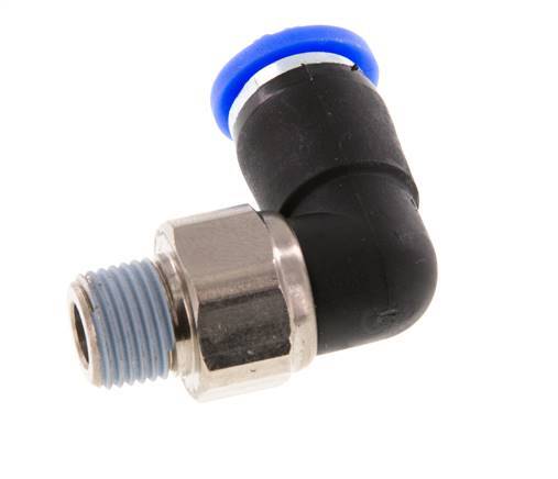 Coude 6mm & R1/8'' Joint pivotant Filets mâles à enfoncer Laiton nickele/PBT NBR Rotatif