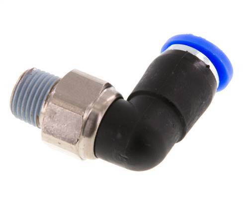 Coude 6mm & R1/8'' Joint pivotant Filets mâles à enfoncer Laiton nickele/PBT NBR Rotatif