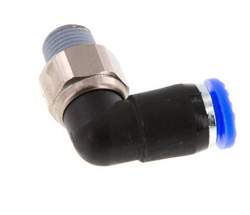 Coude 6mm & R1/8'' Joint pivotant Filets mâles à enfoncer Laiton nickele/PBT NBR Rotatif