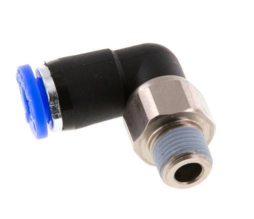 Coude 6mm & R1/8'' Joint pivotant Filets mâles à enfoncer Laiton nickele/PBT NBR Rotatif