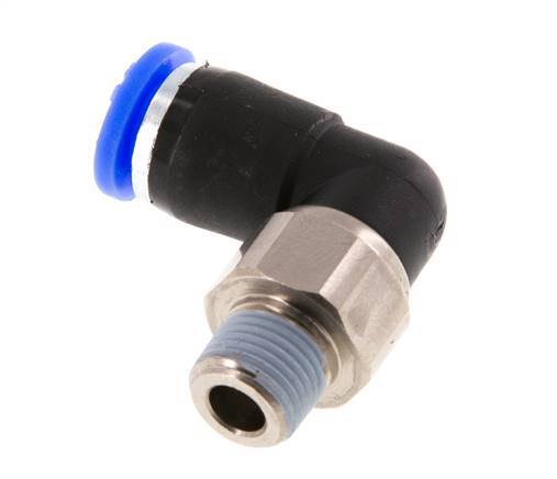 Coude 6mm & R1/8'' Joint pivotant Filets mâles à enfoncer Laiton nickele/PBT NBR Rotatif