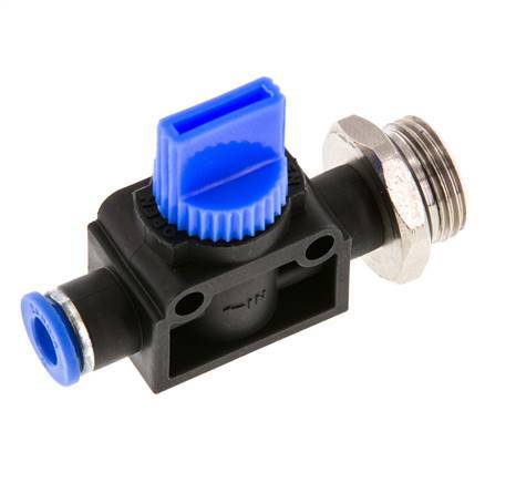Vanne manuelle d'arrêt à 3/2 voies 6 mm - G3/8'' plastique/laiton Ventilation côté tube