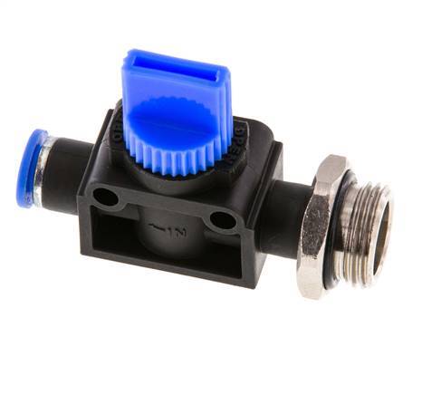 Vanne manuelle d'arrêt à 3/2 voies 6 mm - G3/8'' plastique/laiton Ventilation côté tube