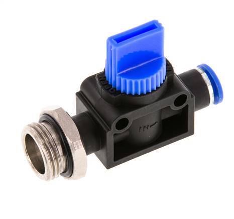 Vanne manuelle d'arrêt à 3/2 voies 6 mm - G3/8'' plastique/laiton Ventilation côté tube