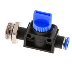 Vanne manuelle d'arrêt à 3/2 voies 6 mm - G3/8'' plastique/laiton Ventilation côté tube