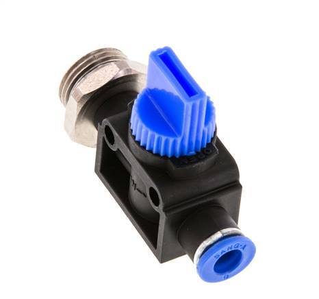 Vanne manuelle d'arrêt à 3/2 voies 6 mm - G3/8'' plastique/laiton Ventilation côté tube