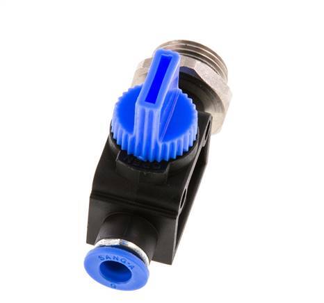 Vanne manuelle d'arrêt à 3/2 voies 6 mm - G3/8'' plastique/laiton Ventilation côté tube