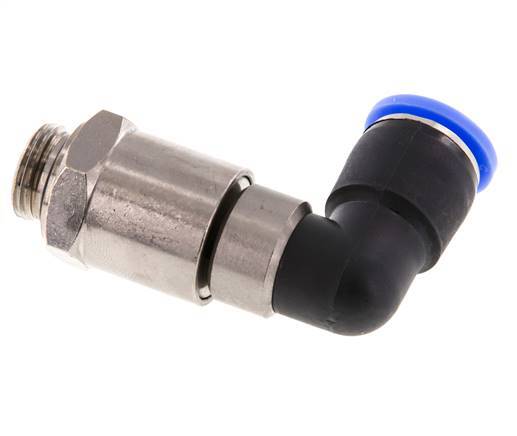 Coude 12mm & G3/8'' Joint rapide pivotant Filetages mâle Push-In Laiton nickele/PBT NBR Rotatif