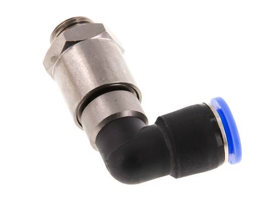 Coude 12mm & G3/8'' Joint rapide pivotant Filetages mâle Push-In Laiton nickele/PBT NBR Rotatif